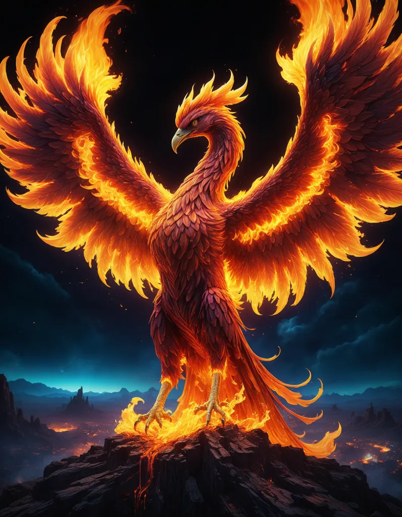 The phoenix is a mythical bird that is said to be a symbol of hope and renewal. It is said to live for 500 years, and then it bursts into flames and is reborn from the ashes. The phoenix is often depicted as a beautiful bird with red and gold feathers. It is also often associated with the sun.