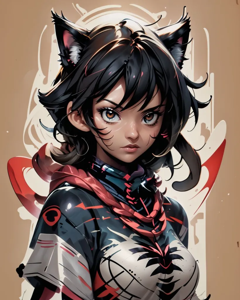 anime shounen illustration portrait of an anime catgirl wearing modern tech wear in the style of [Akihiko Yoshida](https://goo.gl/search?artist%20Akihiko%20Yoshida), cute and beautiful, black hair with white highlights, super detailed, dynamic pose, in the style of [Artgerm](https://goo.gl/search?artist%20Artgerm) --ar 51:64