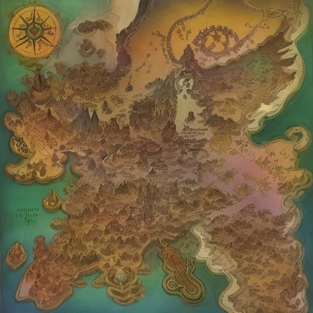 The image is a map of a fantasy world. The map is hand-drawn and has a medieval style. The map is centered on a large continent called "Espania". The continent is surrounded by a large ocean. There are many smaller islands scattered around the ocean.

The map is very detailed and shows many different features of the world. There are mountains, forests, rivers, and lakes. There are also many cities and towns shown on the map. The map is also decorated with many different illustrations. There are illustrations of people, animals, and plants. There are also illustrations of castles, ships, and other objects.

The map is very interesting and gives a glimpse into a fantasy world. The map is full of adventure and mystery. It is a world that I would love to explore.