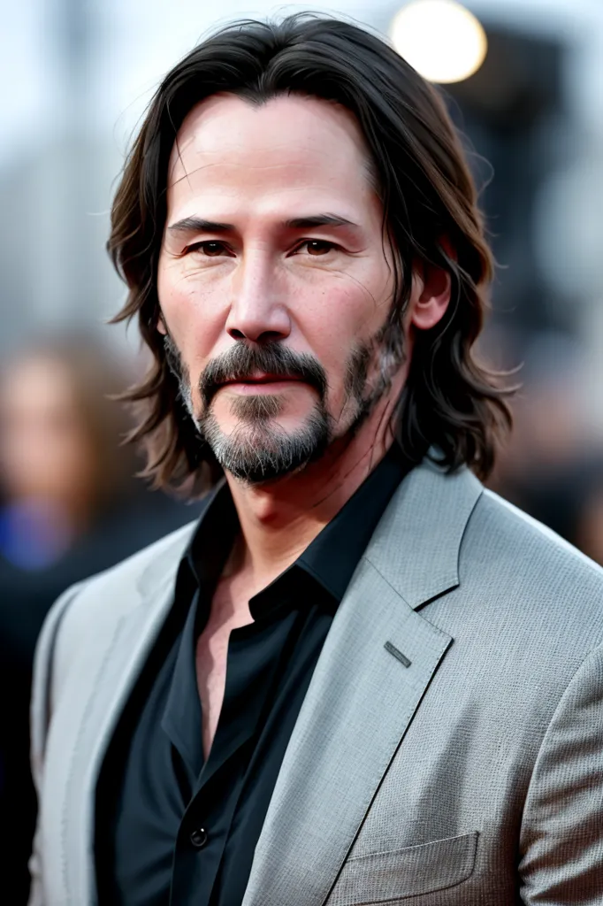 The image shows Keanu Reeves, a Canadian actor. He is best known for his roles in The Matrix, John Wick, and Speed. He is 58 years old.