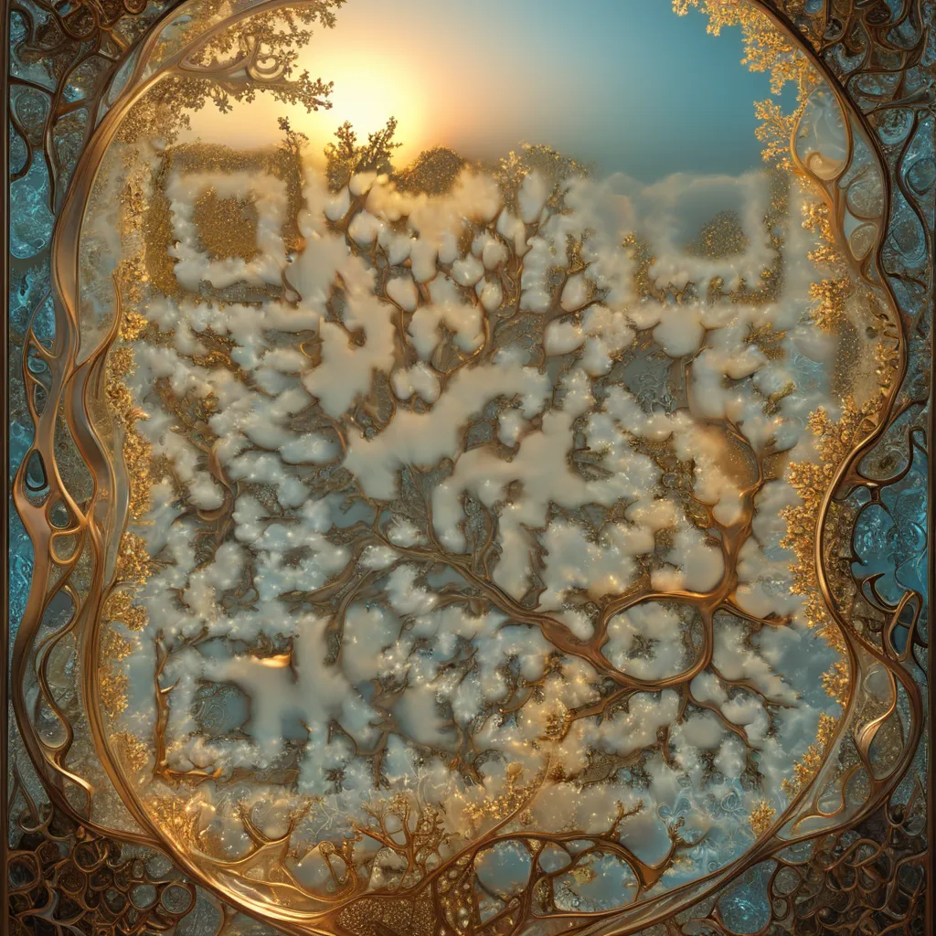 The image is a beautiful winter scene. The sun is shining brightly, and the trees are covered in snow. The snow is so thick that it looks like a blanket of white. The trees are bare, and their branches are covered in snow. The ground is also covered in snow. There is a QR code in the middle of the image.