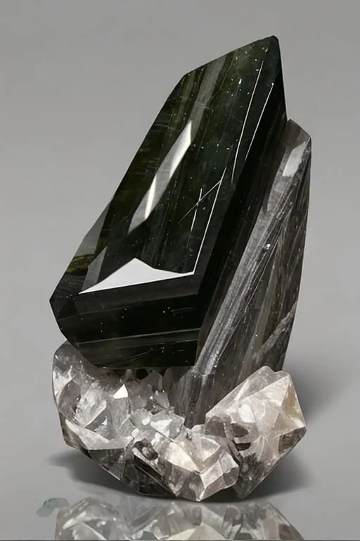 This is a黝簾石晶体 rough. Tourmaline is a complex mineral with a wide range of colors. This particular specimen is a deep green color, and has a glassy luster. It is a very rare and valuable mineral, and is often used in jewelry and other decorative items.