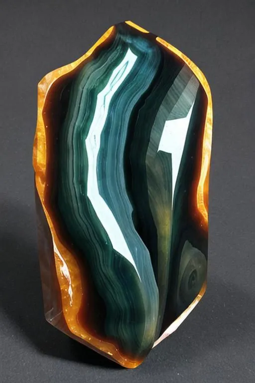 The image shows a beautiful piece of malachite, a copper carbonate mineral. It has a banded structure with light and dark green bands. The bands are formed by the different crystal structures of the mineral. Malachite is a popular gemstone and is often used in jewelry and carvings.