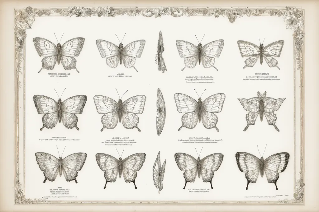 La imagen muestra una colección de diferentes especies de mariposas. Las mariposas se organizan en filas y columnas, con cada fila que contiene una especie diferente. La primera fila contiene las especies Papilio machaon, Papilio xuthus y Papilio demoleus. La segunda fila contiene las especies Papilio polytes, Papilio memnon y Papilio antimachus. La tercera fila contiene las especies Papilio ulysses, Papilio paris y Papilio agamemnon. La cuarta fila contiene las especies Papilio blumei, Papilio zalmoxis y Papilio cresphontes.