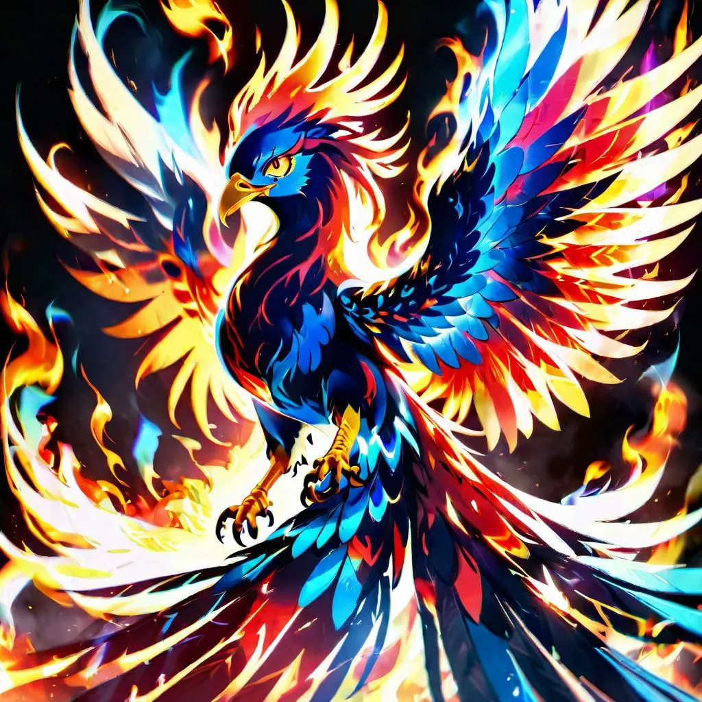 The phoenix is a mythical bird that is said to be a symbol of hope and renewal. It is often depicted as a large, brightly colored bird with a long tail. In this image, the phoenix is shown rising from the ashes of a fire. The flames are licking at its feathers, but the phoenix is not harmed. This image represents the phoenix's ability to be reborn from its own ashes. It is a symbol of hope and renewal, and it reminds us that even in the darkest of times, there is always hope for a new beginning.