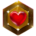 The image is a gold heart with sparkles. The heart is in front of a gold frame with sparkles. The background is black.