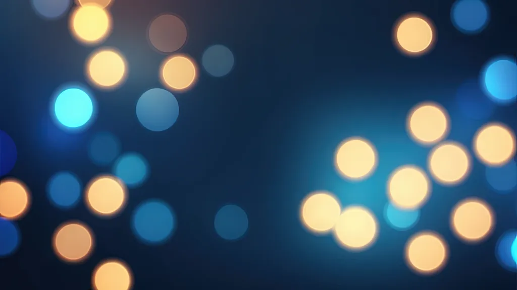 The image is a dark blue background with many circular bokeh lights of varying sizes. The bokeh lights are mostly a light blue and yellow color, with a few being white. The lights are scattered randomly throughout the image, with no discernible pattern. The overall effect is one of a soft, dreamy atmosphere.