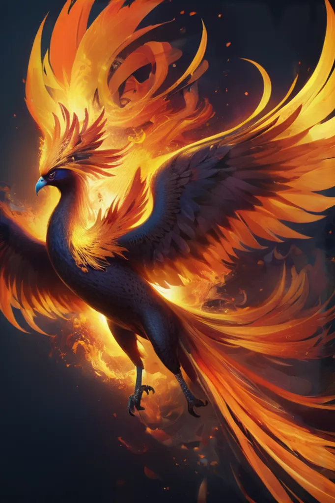 The phoenix is a mythical bird that is said to be a symbol of hope and renewal. It is said to rise from the ashes of its own destruction, and is often associated with fire and the sun. The phoenix is often depicted as a large, brightly colored bird with a long, flowing tail. It is said to be very beautiful, and its feathers are said to be very valuable. The phoenix is also said to be very powerful, and is often associated with magic and immortality.