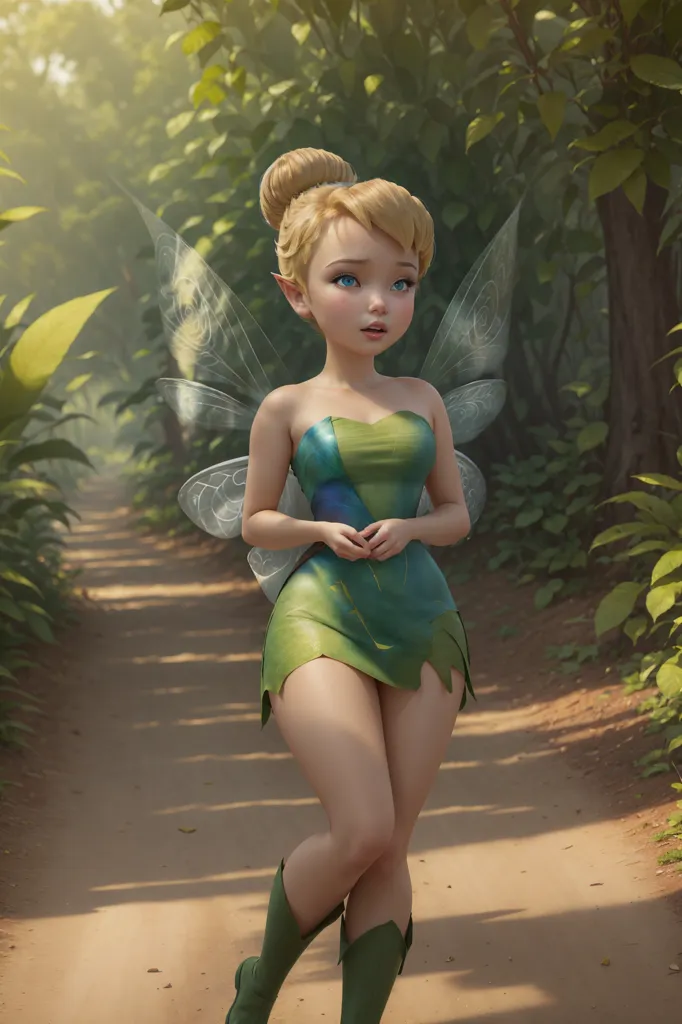 La imagen es un renderizado 3D de Campanilla de la película de Disney \