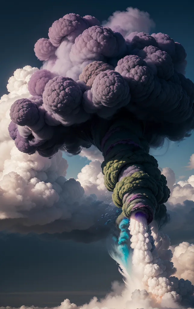 The image is a beautiful and awe-inspiring depiction of a tornado. The tornado is formed by a large, rotating column of air that is made visible by the water vapor and dust that it picks up from the ground. The tornado is surrounded by a dark, swirling cloud that is filled with debris. The tornado is a powerful and destructive force of nature, but it is also a beautiful and majestic sight to behold.