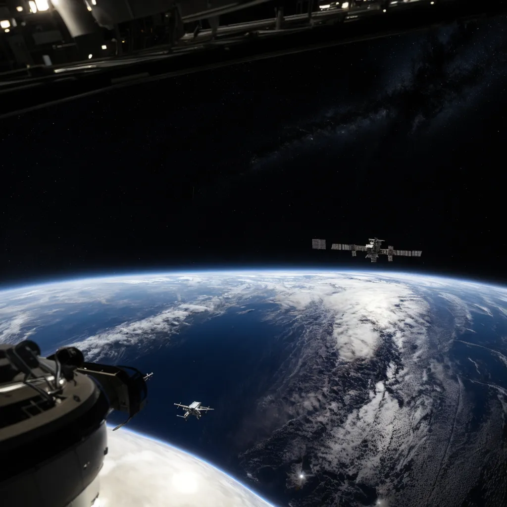 The image shows the Earth from the International Space Station (ISS). The ISS is a large, modular space station in low Earth orbit. It is a joint project of five participating space agencies: NASA (United States), Roscosmos (Russia), JAXA (Japan), ESA (Europe), and CSA (Canada). The ISS serves as a microgravity research laboratory in which crew members conduct experiments in biology, human biology, physics, astronomy, materials science, and meteorology. The station is also used to test new technologies and to conduct maintenance on satellites.

The image shows the ISS flying over the Earth. The ISS is a large, complex structure with many different modules. The modules are connected by tunnels and passageways. The ISS is home to a crew of six astronauts or cosmonauts. The crew members live and work on the ISS for periods of up to six months.

The image shows the ISS flying over the Earth's atmosphere. The atmosphere is a thin layer of gases that surrounds the Earth. The atmosphere is essential for life on Earth, as it provides us with oxygen to breathe and protects us from harmful radiation from the sun.

The image shows the ISS flying over the Earth's surface. The Earth's surface is covered in water, land, and ice. The Earth's surface is constantly changing, as it is shaped by the forces of nature.

The image shows the ISS flying over the Earth's clouds. The clouds are made of water vapor that has condensed into tiny droplets. The clouds reflect sunlight back into space, which helps to cool the Earth's surface.

The image shows the ISS flying over the Earth's stars. The stars are distant suns that are located outside of our solar system. The stars are so far away that they appear to be tiny points of light in the sky.

The image shows the ISS flying over the Earth's moon. The moon is a natural satellite of the Earth. The moon is a large, rocky body that orbits the Earth once every 27.3 days. The moon is the only celestial body that humans have ever visited.

The image shows the ISS flying over the Earth's horizon. The horizon is the line that separates the Earth from the sky. The horizon is a constantly changing line, as it depends on the observer's location.

The image shows the ISS flying over the Earth's shadow. The Earth's shadow is caused by the Earth blocking the sun's light. The Earth's shadow is a constantly changing shape, as it depends on the time of day and the season.

The image shows the ISS flying over the Earth's terminator. The terminator is the line that separates the day from the night. The terminator is a constantly changing line, as it depends on the time of day and the season.