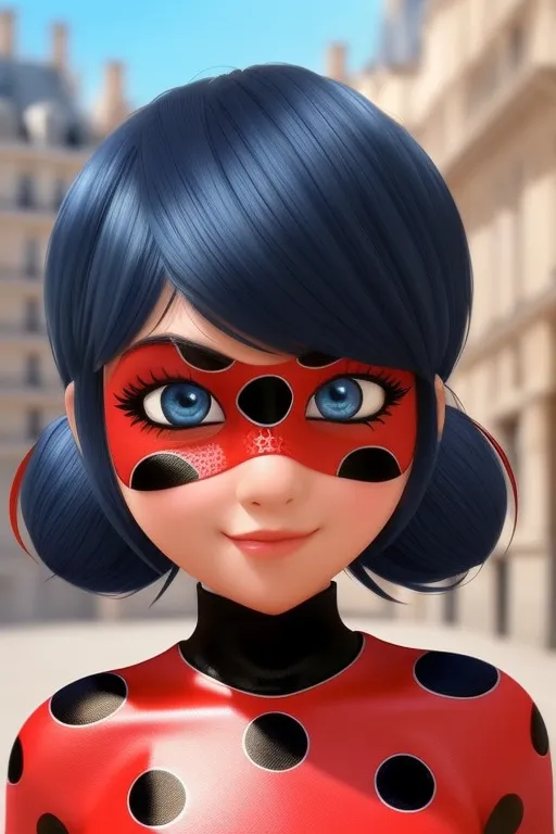 Gambar ini menunjukkan karakter animasi bernama Ladybug dari serial TV populer \