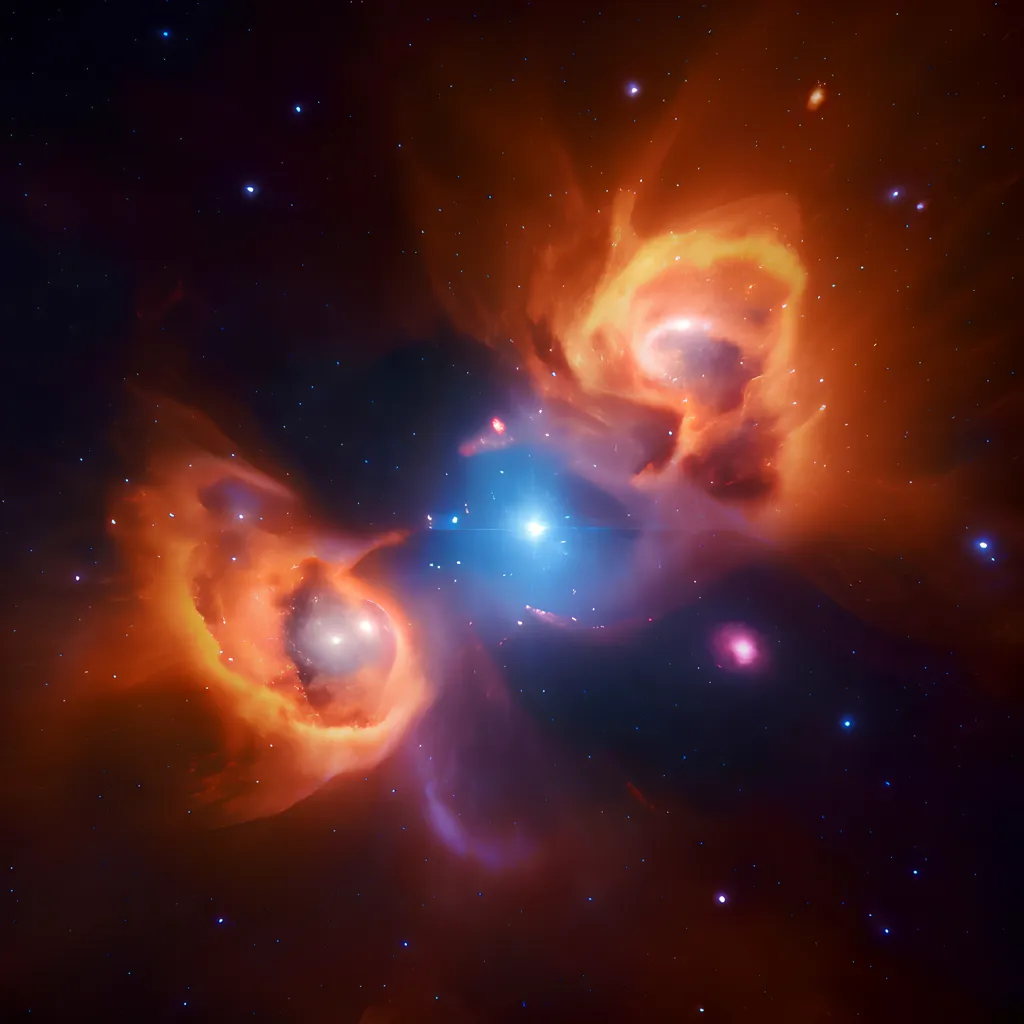 La imagen es de una nebulosa, que es una nube interestelar de polvo, hidrógeno, helio y otros gases ionizados. Es una región de formación de estrellas, y los puntos brillantes son estrellas jóvenes. La nebulosa se encuentra en la constelación de Orión y se conoce como la Nebulosa de Orión.