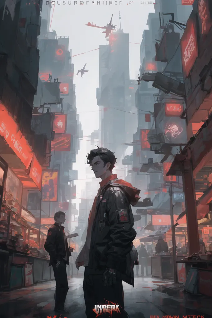 The image is set in a busy street in a cyberpunk city. The street is lined with tall buildings, many of which are covered in neon signs. There are people walking around everywhere, and the air is filled with the sound of traffic and conversation. The image is done in a realistic style, and the details are amazing. You can see the individual people in the crowd, and you can even read some of the signs on the buildings. The image is very atmospheric, and it captures the feeling of being in a crowded city.