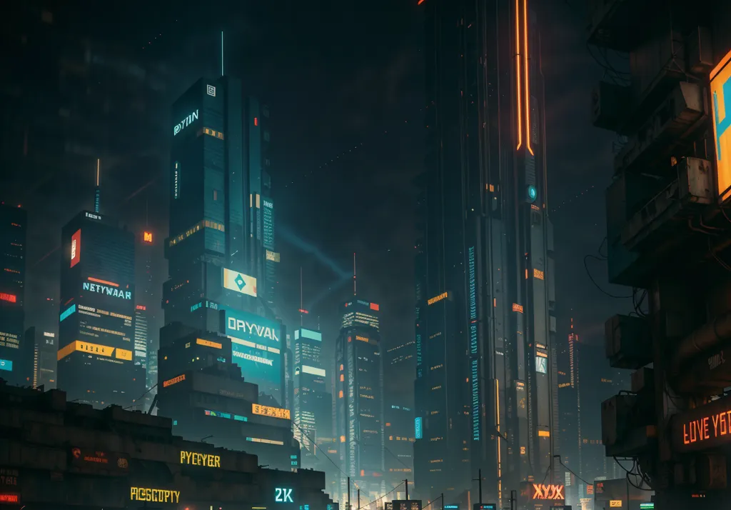 The image is a dark and moody cityscape. The buildings are tall and imposing, and the streets are crowded with people. The air is thick with the smell of exhaust fumes and sweat. The only light comes from the neon signs and the headlights of the cars. The city is a place of danger and excitement, where anything can happen.

In the foreground of the image, there is a group of people gathered around a fire. They are all wearing tattered clothes, and they look like they are homeless. The fire is their only source of light and warmth. In the background of the image, there is a tall building with a large sign that says "NETVAAR." The building is surrounded by scaffolding, and it looks like it is under construction. The NETVAAR building is a symbol of the city's wealth and power, while the homeless people represent the city's poverty and despair.

The image is a contrast between the two sides of the city. It is a reminder that even in the midst of wealth and prosperity, there is always poverty and suffering.