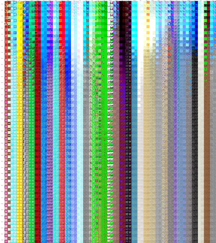 The image shows a lot of different colored squares. Each square is a different color, and there are no two squares that are the same color. The squares are arranged in a grid, and there are 256 squares in total. The colors of the squares are very bright, and they are all very different from each other. The image is very colorful, and it is very easy to see the different colors of the squares.