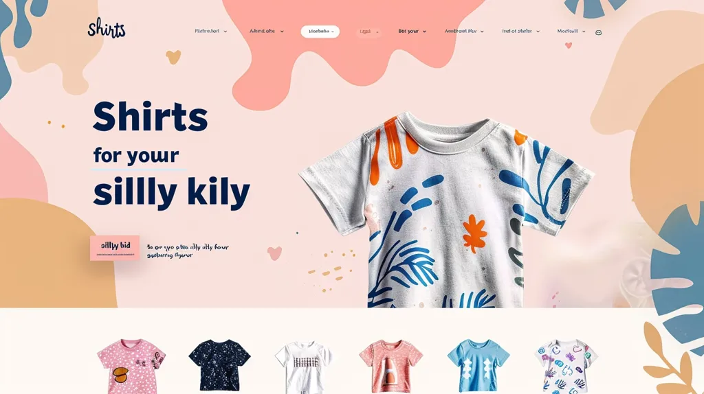 This is an e-commerce website that sells shirts. The website has a pink and white color scheme and features a large image of a shirt with a floral pattern. The text on the website is in black and white and is easy to read. The website is well-organized and easy to navigate.