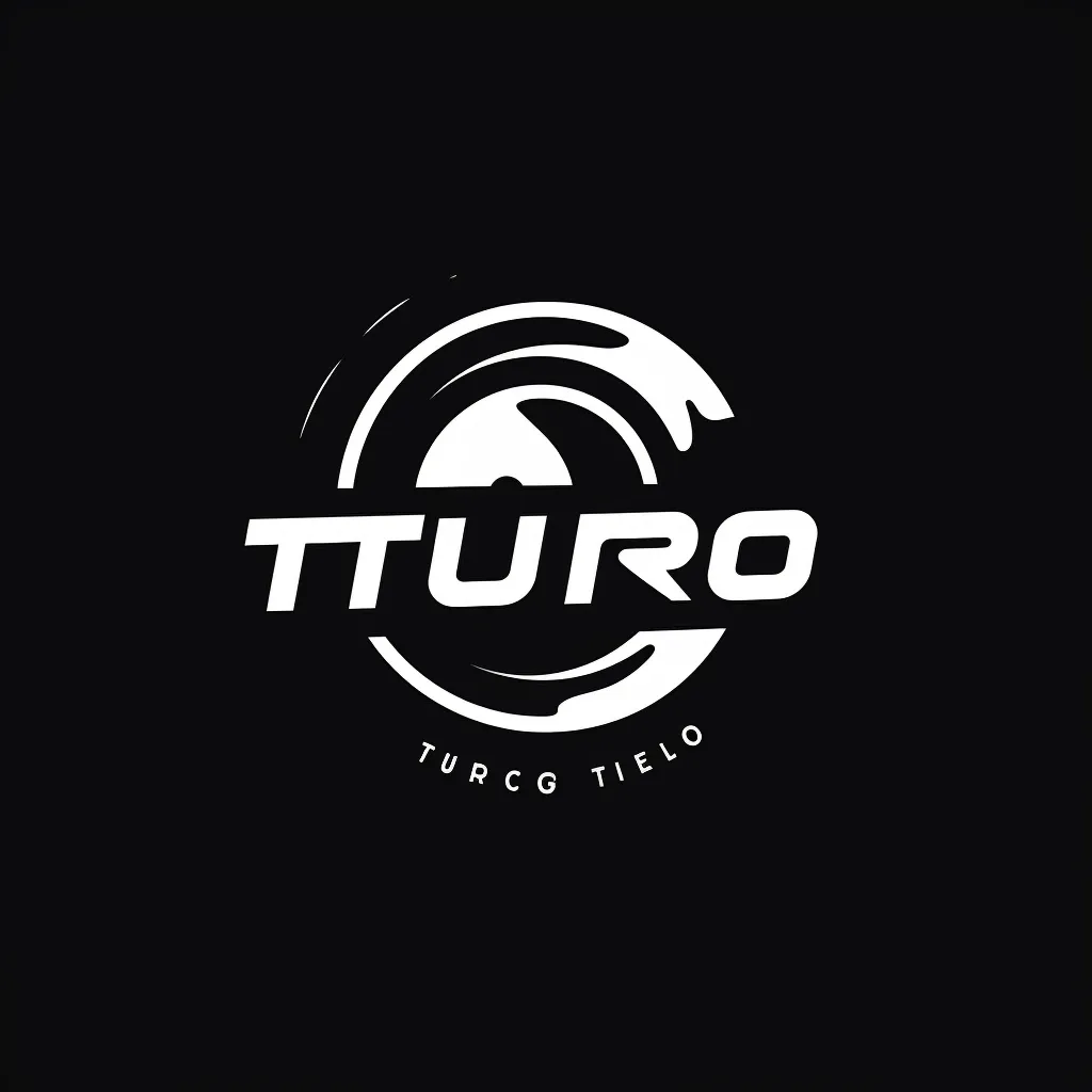 The image is a logo with the word "TTURO" in bold white letters. It is set inside a stylized circle which is a stylized image of a car wheel. The word "TURCG TIELO" is displayed in smaller letters beneath the main word.  The entire image is displayed against a black background.