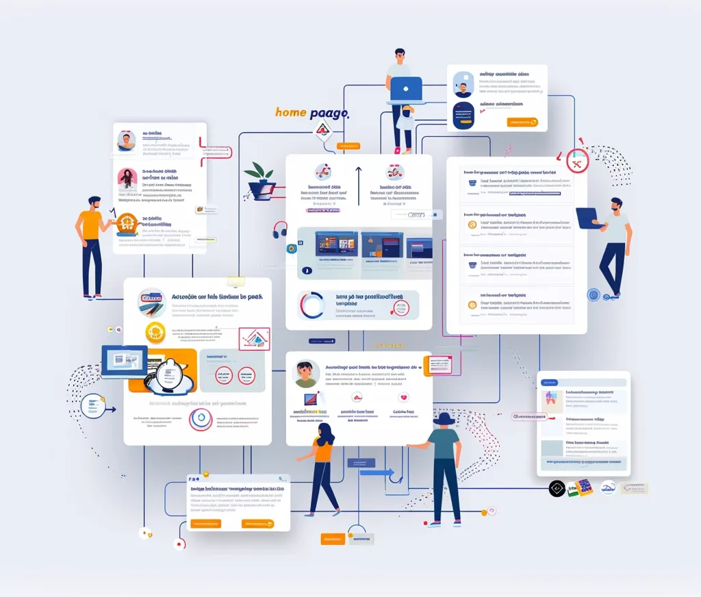 This is a diagram showing the website structure of a website called "home page". The website is divided into different sections like "Anmeldeden oor Febs Sindrien be peak", "lêmp si po' twee preetlioof/Peet templare" and "Aantekening oord bandi das begriplikste sis te...". Each section has its own content and links to other sections of the website. The diagram also shows different types of content that can be found on the website, such as articles, images, videos, and social media links. Overall, the diagram gives a good overview of the website's structure and content.