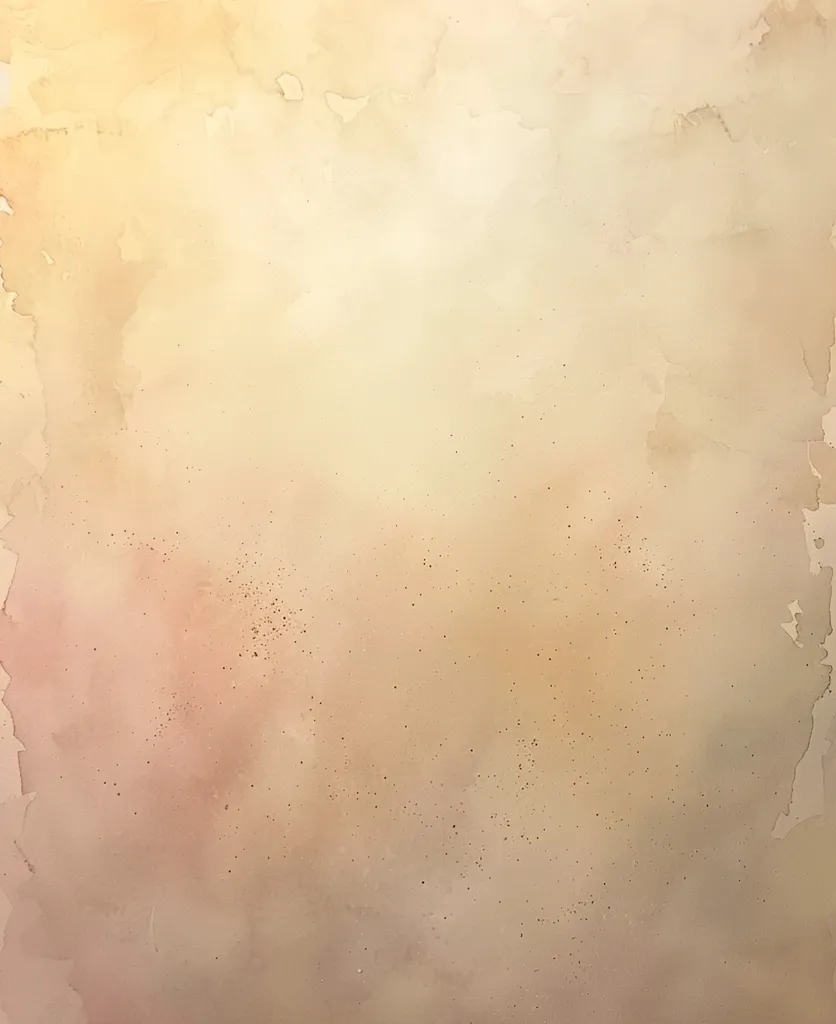 The image is a soft, abstract watercolor painting. It features a pale beige background with subtle shades of pink and orange. The paint appears to have been applied in a loose and free-flowing manner, creating a sense of depth and texture. The overall effect is one of delicate beauty and tranquility.