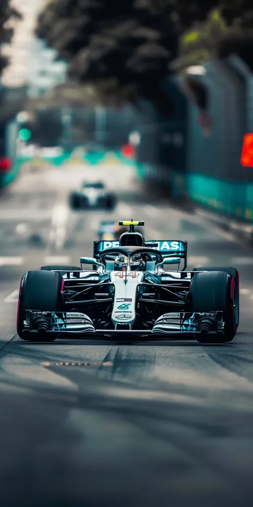 A black and silver Formula 1 race car is speeding down a track. The car is in focus, while the background is blurred. The car has a prominent "AS" logo on the side. The asphalt track is visible, and the car is on its way to the finish line.  The car is sleek and modern, and the focus on the car makes the viewer feel like they are in the driver's seat.