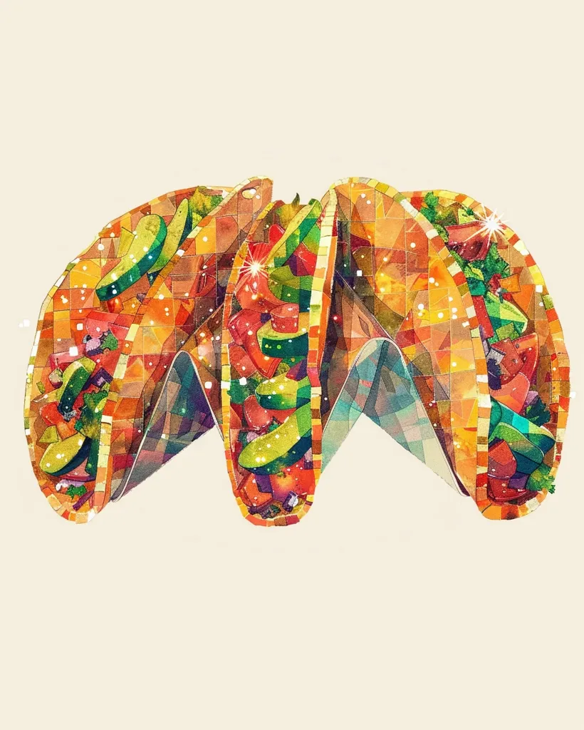 Three tacos, folded in a \