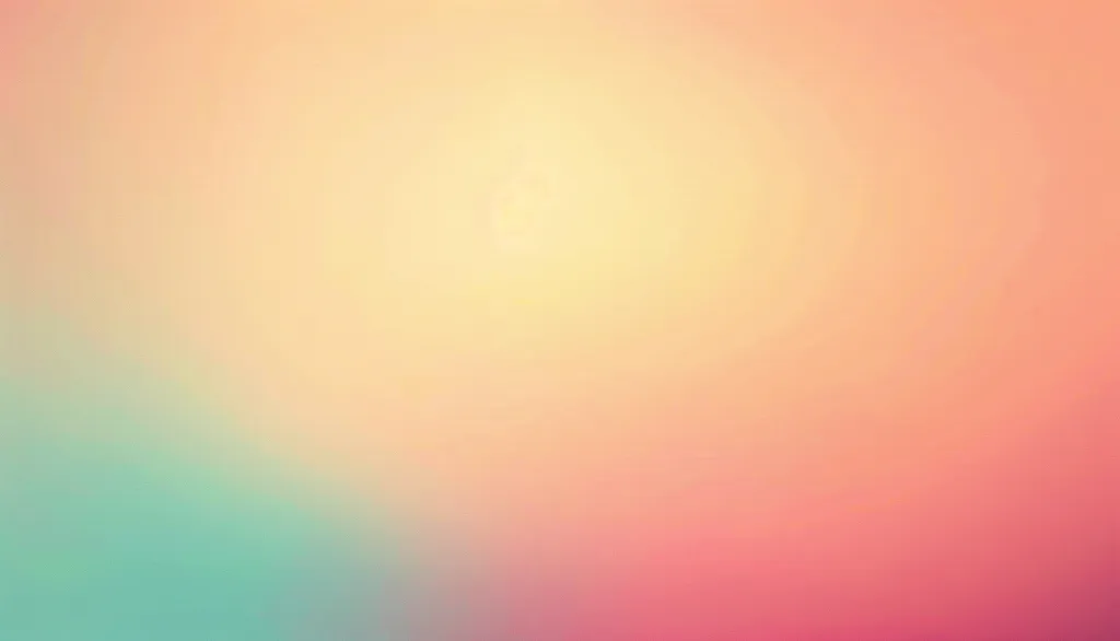The image is a soft, blurred gradient background with a yellow-orange center, transitioning to a light blue-green on the left and a light pink on the right. The colors are muted and blended seamlessly, creating a sense of tranquility and calm. The lack of detail or focus makes it a versatile backdrop for various purposes.