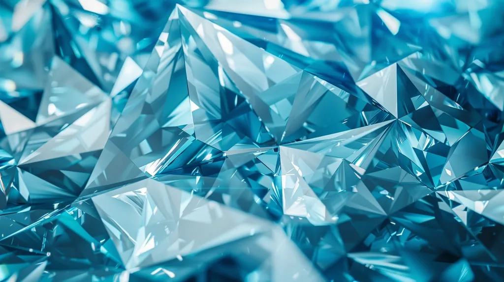 A close-up image of a cluster of sparkling blue gemstones. The facets of the gems are highly reflective, creating an intricate pattern of light and shadow. The image evokes a sense of luxury and beauty. The cool, blue tones suggest calmness and tranquility.