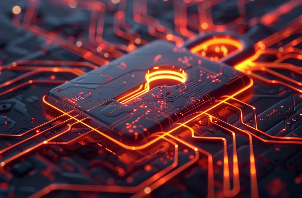 A close-up image of a glowing, metallic circuit board. The board is a dark gray color with bright orange lines running through it, resembling a network of pathways. The image creates a futuristic and tech-focused visual.  The glowing lines resemble pathways for data transmission, emphasizing the importance of connectivity in modern technology.