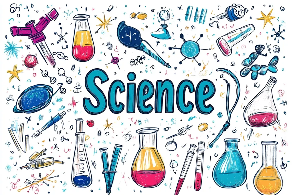 The image is a colorful and whimsical illustration of the word \