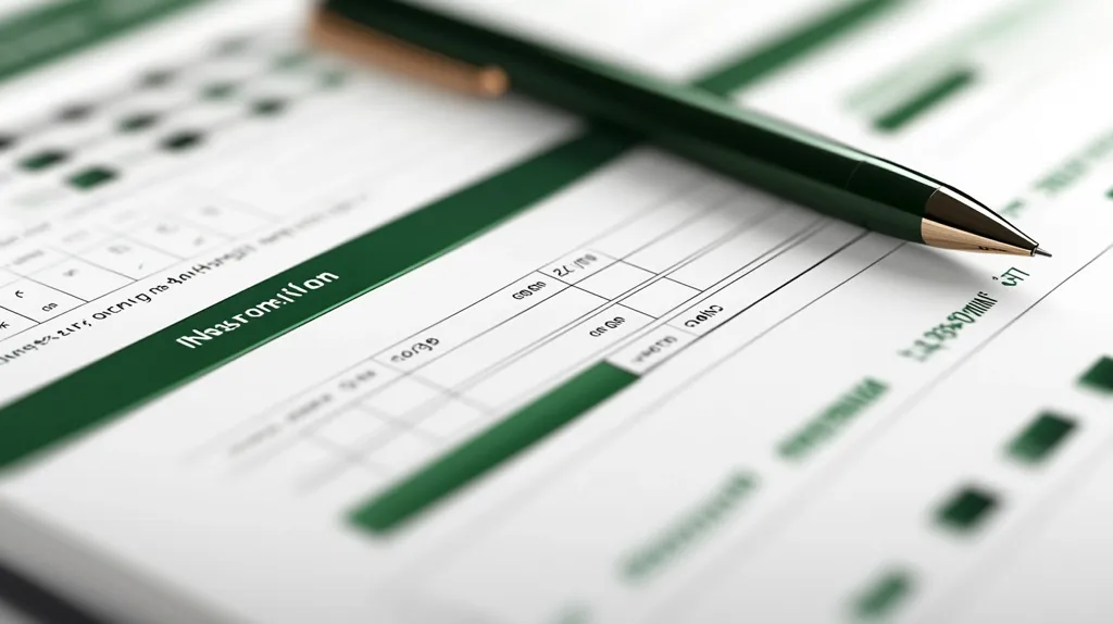 A green pen lays across a white sheet of paper with a green header that says "Inregistrilan".  The paper is covered in printed lines and boxes with the word "coro" and other unidentifiable words. The pen is out of focus while the paper is in focus.  The image is shot from a high angle.