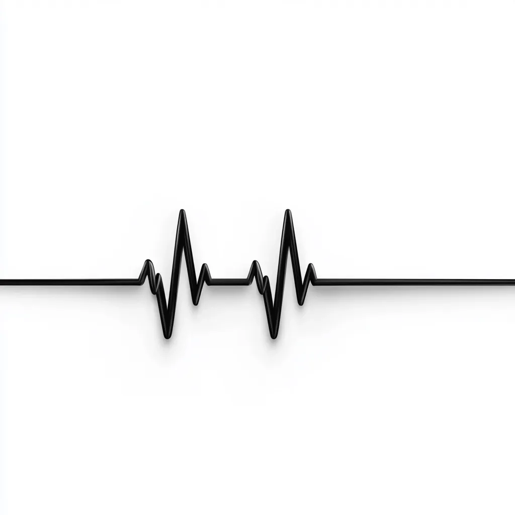 The image is a simple, stylized representation of a heartbeat. A black line forms a series of peaks and troughs across a white background. The image is a common symbol for life, health, and vitality.