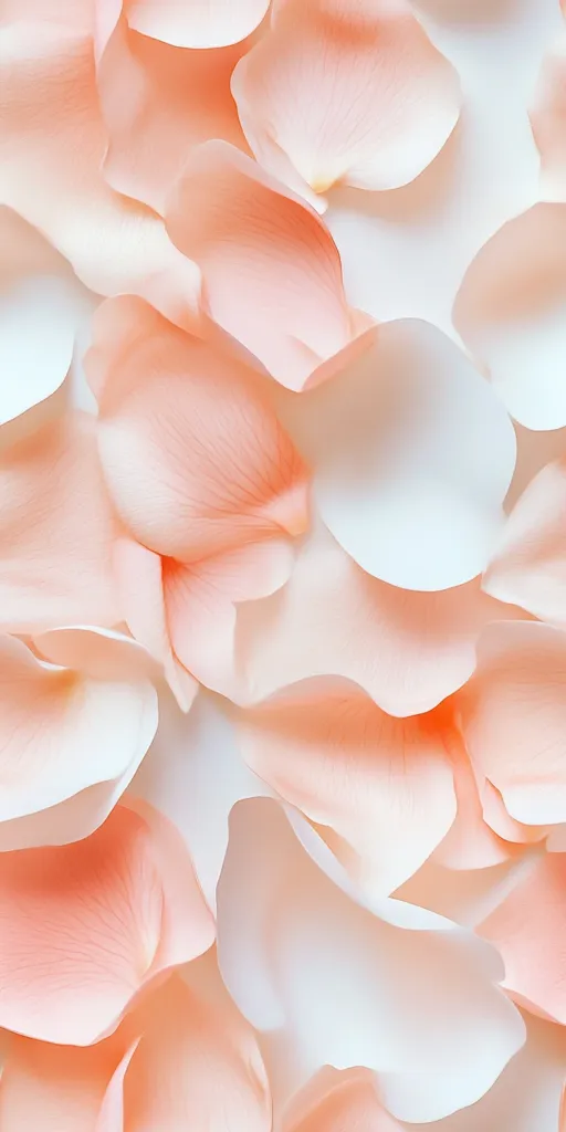 A close-up shot of soft, delicate rose petals in shades of pink and white. The petals are arranged in a gentle, overlapping pattern, creating a sense of softness and beauty.  Light shines through the petals, highlighting their subtle texture and intricate veins. The image evokes a feeling of romance and tranquility.