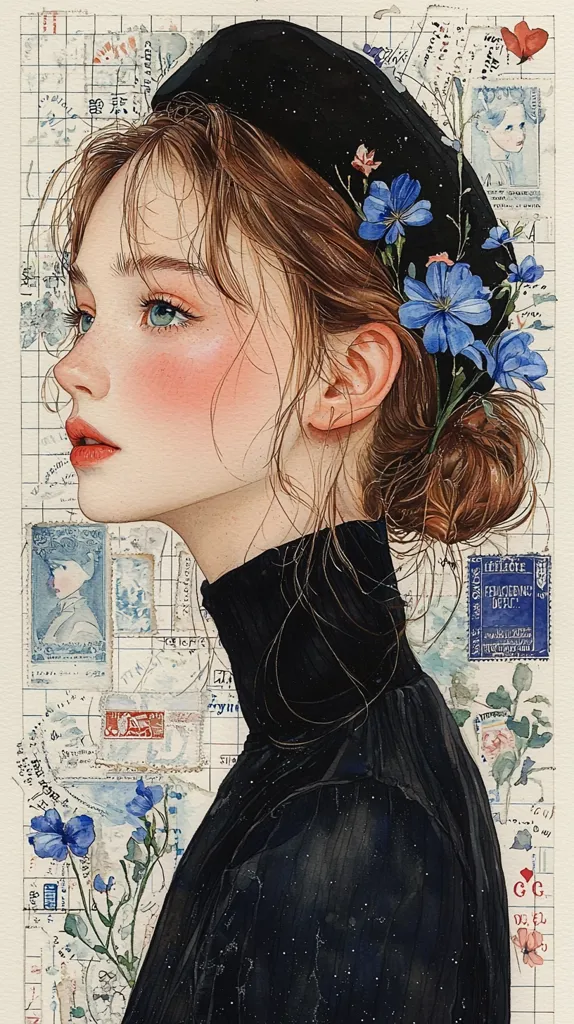 Create the style of the image is reminiscent of pastel watercolor illustrations, with soft, flowing colors and a gentle texture, A watercolor illustration,Victorian Ephemera: Collage of vintage postcards, old stamps, and Victorian lace patterns., soft color, in the style of Animatoey, --sref https://s.mj.run/0jj2mD26GeY --ar 51:91 --q 2 --s 750