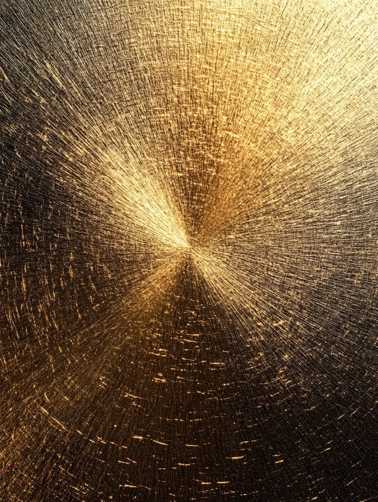 The image shows a radial pattern of light lines radiating outward from a central point. The lines are a lighter shade of gold than the background, which is a darker gold. The pattern creates a sense of depth and movement, like the ripples of a pond. The image is reminiscent of a fireworks display, with the radiating lines resembling the trails of light left by exploding fireworks.