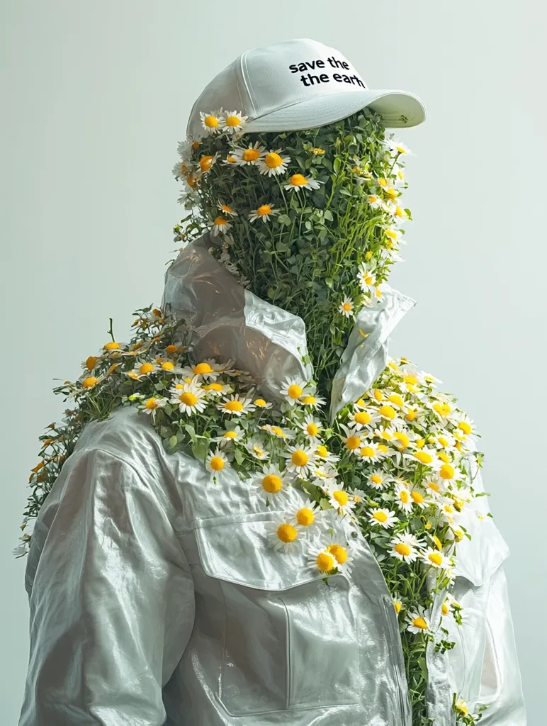 The image shows a person with a white \