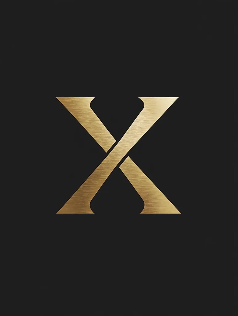 The image depicts a stylized gold letter "X" against a black background. The letter is crafted with a brushed metal effect, giving it a sophisticated and luxurious feel. The design is clean and minimal, with the letter taking center stage and commanding attention. The contrasting colors further emphasize the letter and create a visual impact.