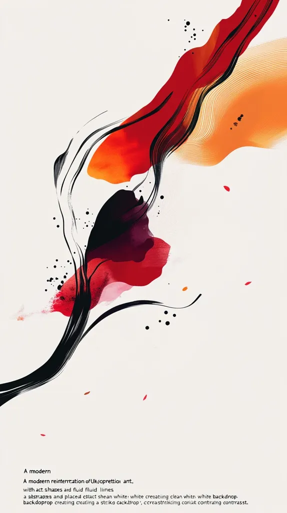 A modern reinterpretation of Ukjoprettion art, with abstract shapes and fluid lines.  Bold strokes and placed exact sheen white; white creating clean white backdrop. Backdrop creating a strike backdrop; creating striking contrast.