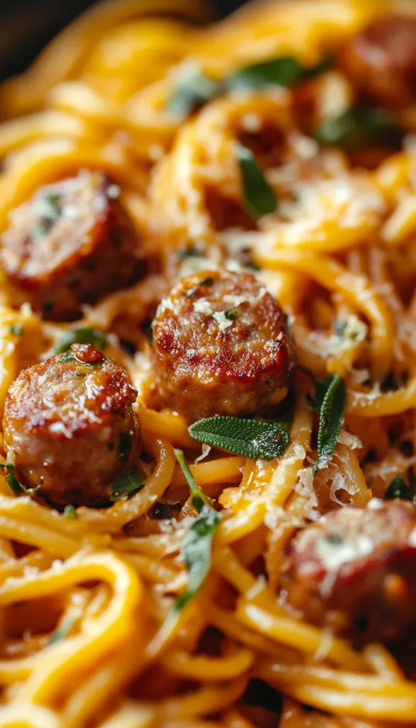 A close-up shot of a plate of spaghetti with meat sauce and meatballs. The spaghetti is cooked al dente and the sauce is rich and flavorful. There are also some sprigs of fresh herbs for garnish. The image is well-lit and the colors are vibrant.  The dish looks delicious and inviting.