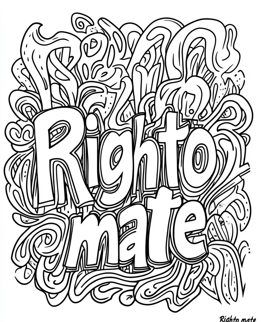 The image is a black and white illustration of the words \