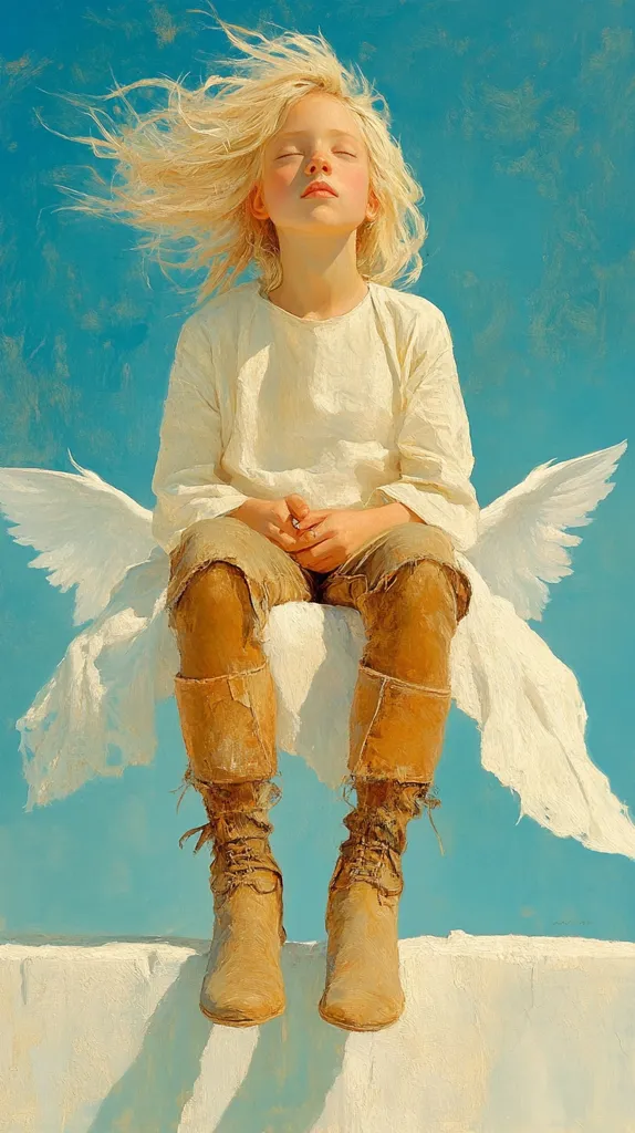 a painting of an angel sitting on top of a building, a detailed painting, by ,Victor Nizovtsev, fantasy art, beautiful armor, fantasy card game art, close up high detailed, angel a nice girl sitting on a rooftop with wings, ultra-detailed --chaos 75 --ar 9:16 --style raw --personalize te6jts6 --stylize 1000 --v 6.1