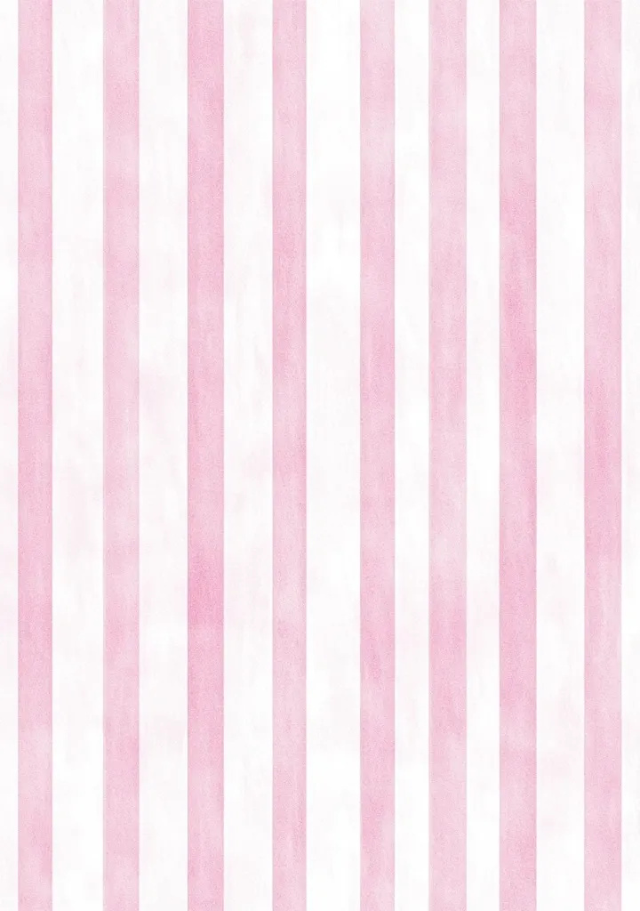 The image shows a vertically striped pattern.  Alternating stripes of pale pink and white create a simple, repeating design. The pink has a slightly textured or watercolor effect, giving it a soft, subtle appearance. The overall effect is clean, feminine, and reminiscent of vintage or retro styles. The color palette is delicate and calming.