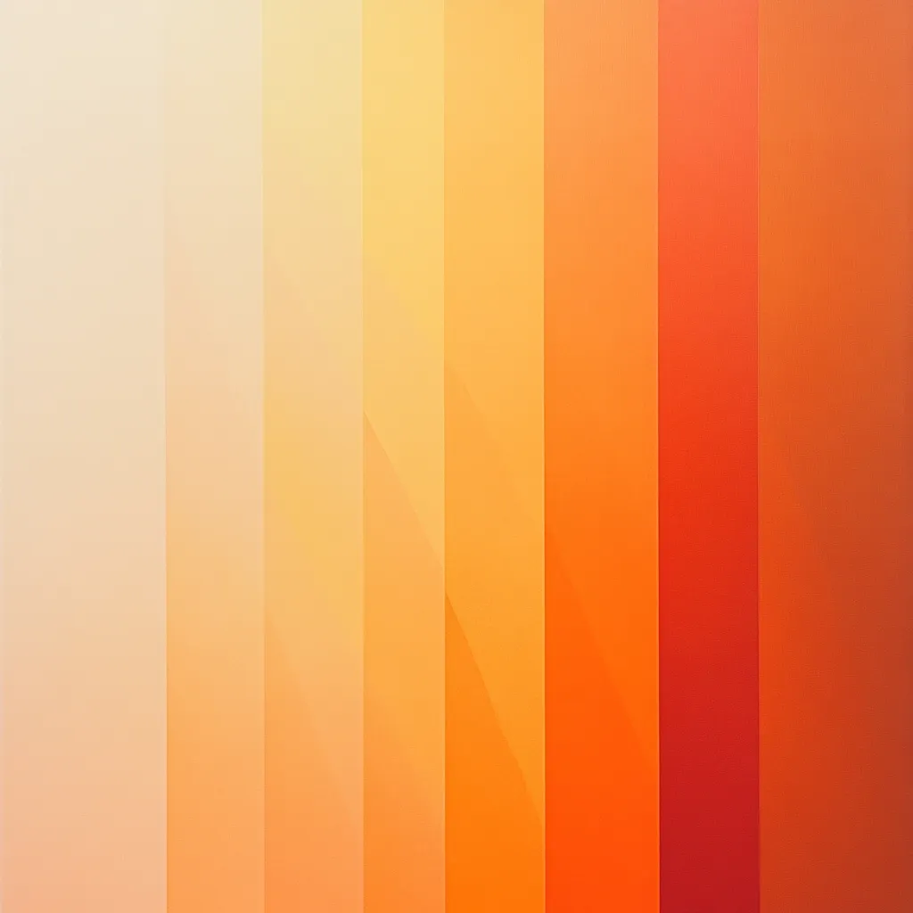 The image is an abstract composition of vertical stripes, transitioning smoothly from pale cream to deep orange.  The color gradient is subtle yet noticeable, creating a warm and harmonious effect.  The stripes are slightly irregular, adding a touch of visual interest to the minimalist design. The overall feel is one of calmness and understated elegance.
