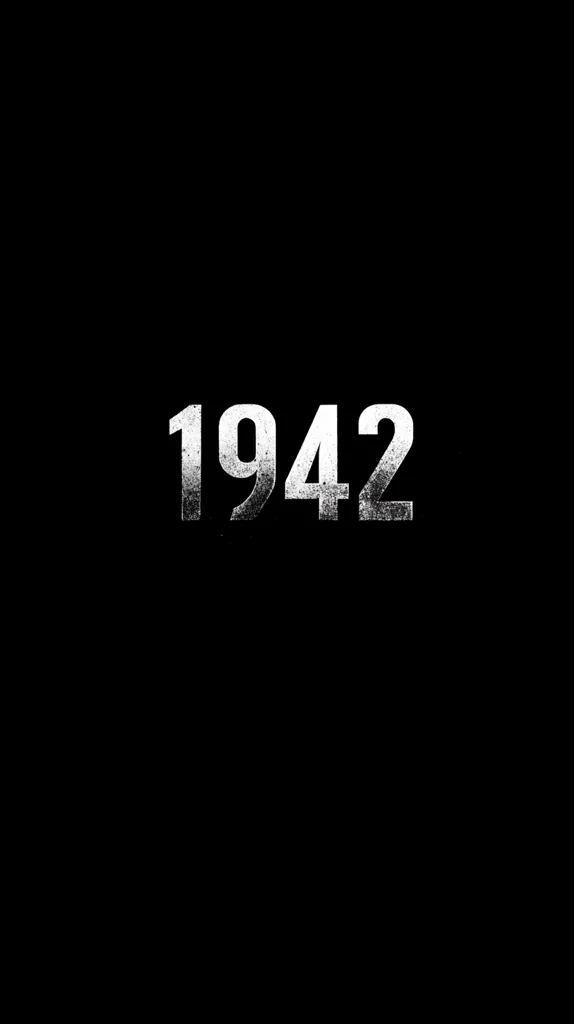 The image is a black background with the year 1942 displayed in large, white, textured sans-serif font.  The numbers appear slightly grainy or distressed, giving a vintage or aged effect.  The overall aesthetic is minimalistic and stark.