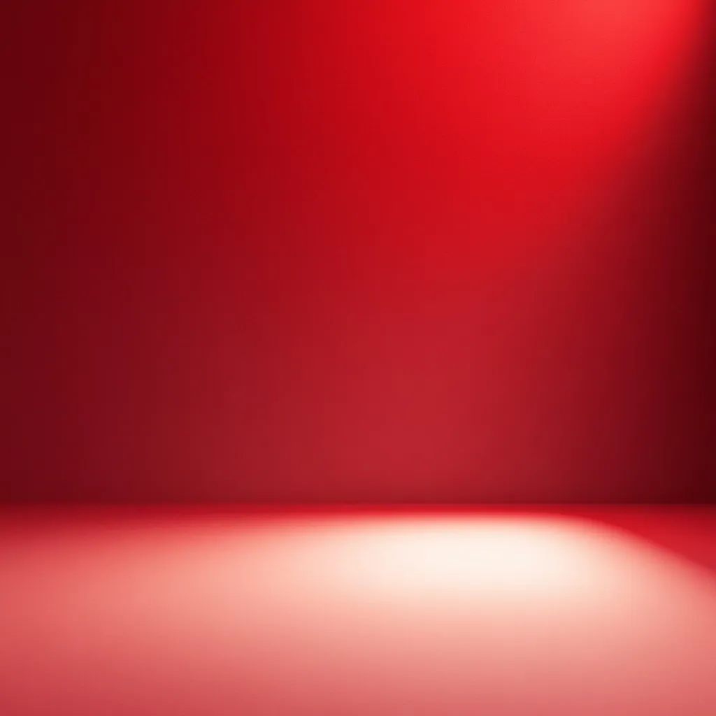 The image shows a simple, minimalist background.  A deep crimson red fills the entire frame, gradually lightening towards the bottom center.  The subtle gradient creates a soft, almost glowing effect, particularly near the bottom. The overall impression is one of smooth, even texture and a clean, uncluttered space.