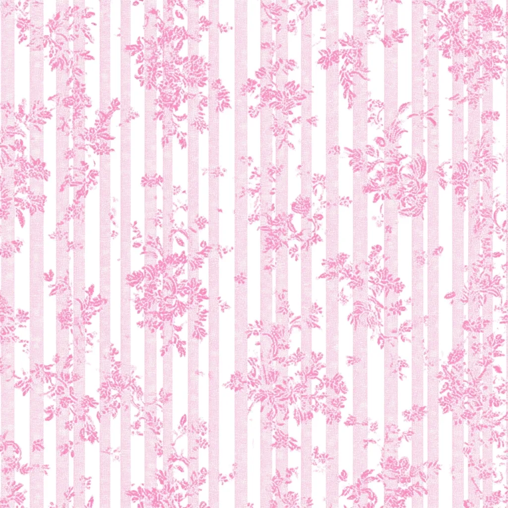 A delicate pink and white striped fabric features a repeating pattern of small, pale pink floral bouquets. The stripes are vertical and evenly spaced, providing a clean backdrop for the dainty blossoms.  The overall effect is feminine and charming, suitable for various textile applications. The floral design appears slightly textured, adding depth to the pattern.