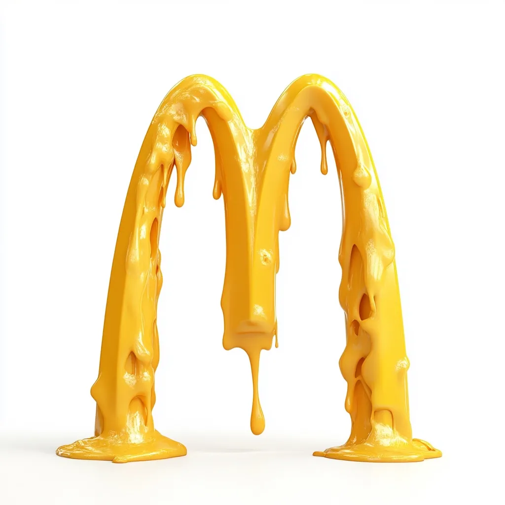 A 3D rendering of the letter "M" formed from a viscous, yellow substance, possibly cheese sauce or melted butter.  The substance drips and flows realistically, creating a visually appealing and slightly messy effect.  The letter stands against a plain white background, highlighting its texture and the fluidity of the material. The overall impression is one of warmth and deliciousness.