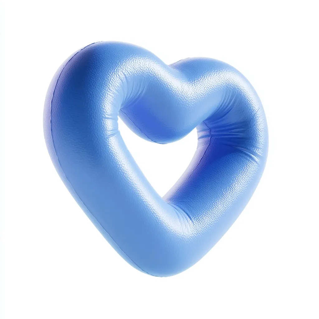 A light blue inflatable heart-shaped ring is shown against a white background. The ring is thick and has a smooth, glossy surface.  It's designed to be buoyant and appears suitable for water play or as a decorative item. The shape is a classic heart, with rounded edges and a smooth curve.
