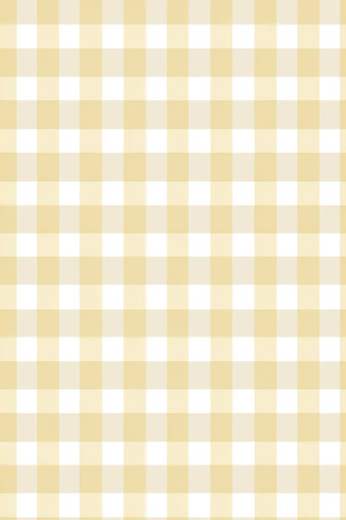 The image shows a seamless pattern of a pale yellow and white gingham check.  The squares are evenly sized and create a simple, repeating design. The pastel yellow is soft and gentle, creating a calming and possibly rustic or country-style aesthetic.  The pattern is consistent throughout the image, suitable for backgrounds or textiles.