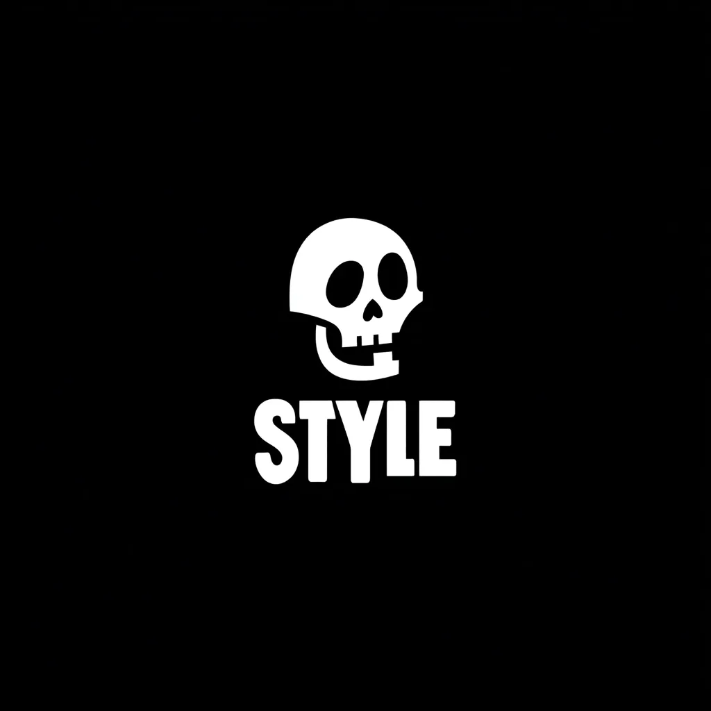 The image is a logo design featuring a stylized white skull above the word "STYLE" in bold white capital letters, all set against a black background.  The skull is cartoonish, not overly menacing, giving the design a unique and possibly edgy or rebellious feel.  The simplicity of the design is striking.